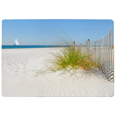 Benjamin Tate Design Dune Fence By Sea Grass With Sailboat On Horizon Designer Special Soft Home Rug from B&Q