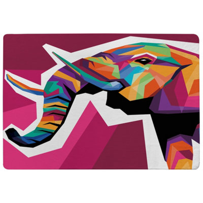 Benjamin Tate Design Colorful Illustration Of Elephant Head In Wpap Style Designer Special Soft Home Rug from B&Q