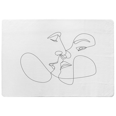 Benjamin Tate Design Couple Kiss In Line Art Designer Special Soft Home Rug from B&Q