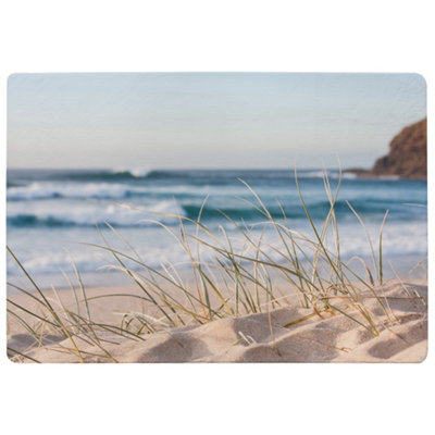 Benjamin Tate Design Dune Grass In Australia With Turquoise Surf Waves Of The Pacific Ocean Designer Special Soft Home Rug from B&Q