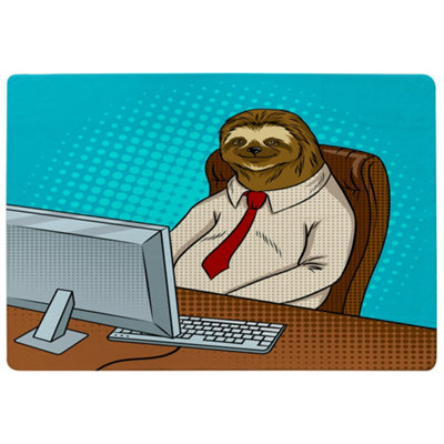 Benjamin Tate Design Sloth Animal Office Worker Pop Art Retro Designer Special Soft Home Rug from B&Q