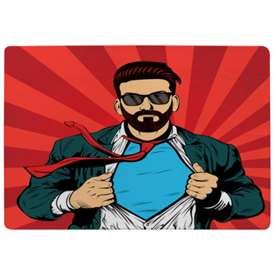 Benjamin Tate Design Strong Businessman In Glasses In Comic Style. Success Concept Designer Special Soft Home Rug from B&Q