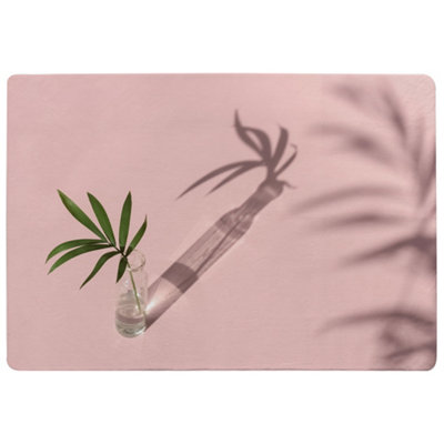 Benjamin Tate Design Botanical Leaf On Pink Designer Special Soft Home Rug from B&Q