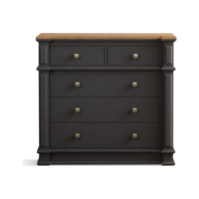 B&Q -  Bewley Oak And Charcoal Grey Painted 2 Over 3 Chest Of Drawers