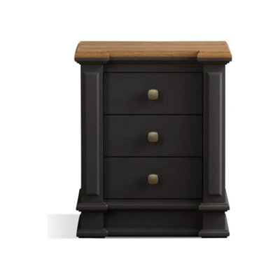 B&Q -  Bewley Oak And Charcoal Grey Painted 3 Drawer Bedside Chest