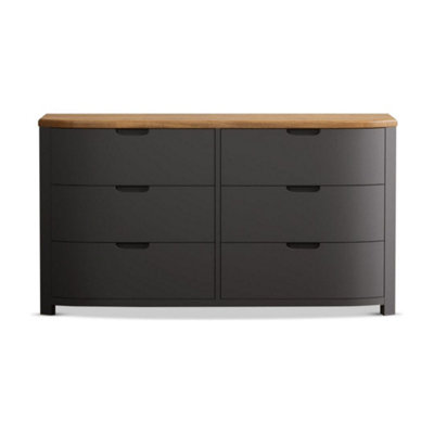 B&Q -  Bewley Oak And Charcoal Grey Painted Wide Chest Of Drawers