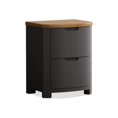 B&Q -  Brahms Oak And Charcoal Painted 2 Drawer Bedside Chest