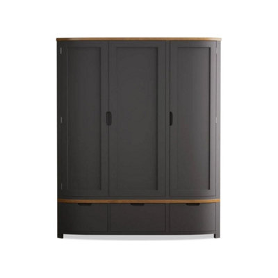 B&Q -  Brahms Oak And Charcoal Painted Triple Wardrobe