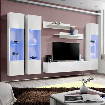 Arte Fly C3 White Gloss Entertainment Unit 310CmSleek Modular Media Wall For Tvs Up To 65 Inch from B&Q