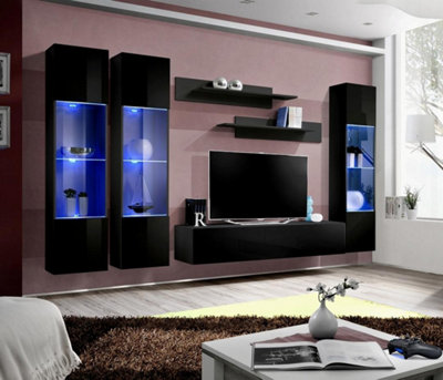 Arte Fly C3 Black Gloss Entertainment Unit 310CmDramatic Led Media Feature For Tvs Up To 65 Inch from B&Q