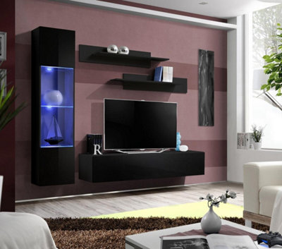 Arte Fly G3 Black Gloss Entertainment Unit 210CmStylish Led Media Feature For Tvs Up To 60 Inch from B&Q