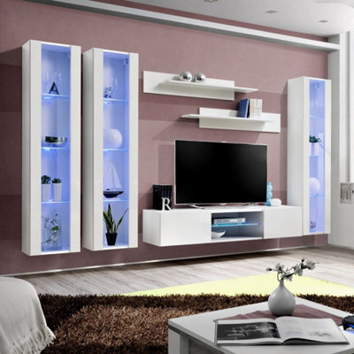 Arte Fly P2 310Cm White Gloss Display Media WallSlim Led Entertainment Unit For Tvs Up To 60" from B&Q