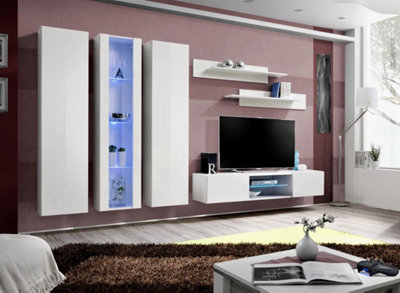 Arte Fly P4 310Cm White Gloss Showcase Media WallDream Led Entertainment Unit For Tvs Up To 60" from B&Q