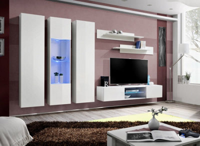 Arte Fly P5 310Cm White Gloss Modular Media WallClean Led Entertainment Unit For Tvs Up To 60" from B&Q