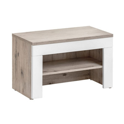 Arte Gustavo 60Cm Hallway Bench In Oak Wellington & White GlossCompact Seat With Twin Shoe Compartments from B&Q