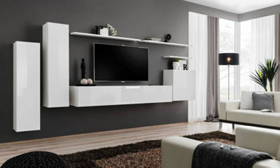 Arte Switch I 330Cm White Gloss Wall-Mounted Media SuiteSleek Modular Entertainment Unit For Tvs Up To 75" from B&Q