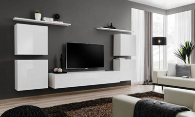 Arte Switch Iv 320Cm White Gloss Wall-Mounted Entertainment UnitModular Media Suite For Tvs Up To 75" from B&Q