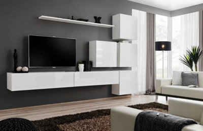 Arte Switch Ix 300Cm White Gloss Wall-Mounted Entertainment UnitGlamorous Media Suite For Tvs Up To 75" from B&Q