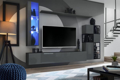 Arte Switch Metal Ii Graphite Entertainment Unit 250CmUrban Metal-Framed Media Set For Tvs Up To 75" from B&Q