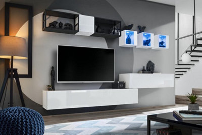 Arte Switch Metal Iii White Gloss Entertainment Unit 280CmModern Metal-Framed Media Wall For Tvs Up To 60" from B&Q