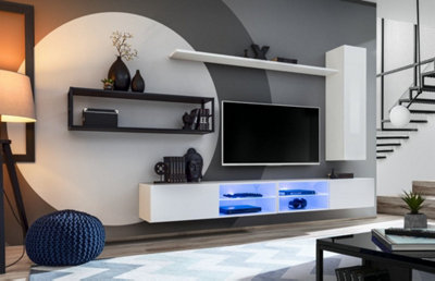 Arte Switch Metal Iv White Gloss Entertainment Unit 300CmElegant Metal-Framed Media Wall For Tvs Up To 75" from B&Q