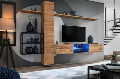 Arte Switch Metal V Oak Wotan Entertainment Unit 270CmWarm Oak & Metal Storage Wall from B&Q