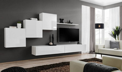 Arte Switch X White Gloss Entertainment Unit For Tvs Up To 49 InchBright Modern Design With Sleek Push-Open Storage from B&Q