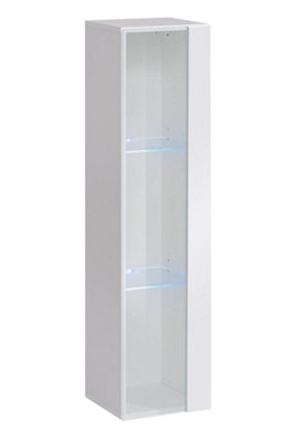 Arte Switch Ww2 White Gloss Hung Display Cabinet 30CmBright Wall-Mounted Showcase With Blue Led Lighting from B&Q