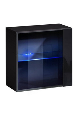 Arte Switch Ww3 Black Gloss Display Cabinet 60CmSleek Illuminated Showcase For Modern Interiors from B&Q