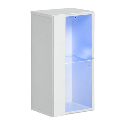 Arte Switch Ww4 White Gloss Display Cabinet 30CmCompact Modern Showcase With Blue Led Lighting from B&Q