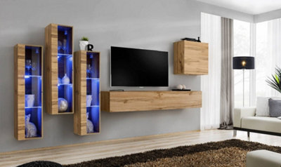 Arte Switch Xiii Oak Wotan Entertainment Unit For Tvs Up To 75 InchWarm Natural Finish With Led Display Cabinets from B&Q