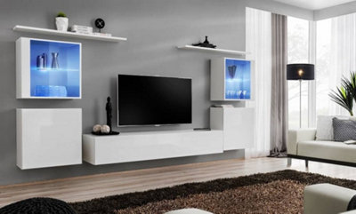 Arte Switch Xiv White Gloss Entertainment Unit For Tvs Up To 75 InchBright Modern Wall System With Led Display from B&Q