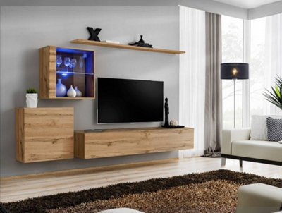 Arte Switch Xv Oak Wotan Entertainment Unit For Tvs Up To 75 InchWarm Natural Finish With Led Display Feature from B&Q