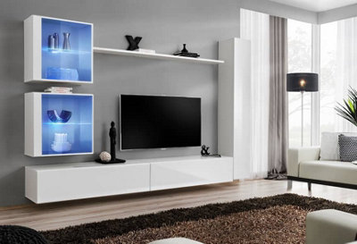 Arte Switch Xviii White Gloss Entertainment Unit For Tvs Up To 75 InchBright Contemporary Wall Set With Led Display from B&Q