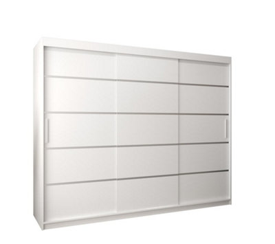 Arte Verona 01 Contemporary 3 Sliding Door Wardrobe 9 Shelves 2 Rails White Matt (H)2000mm (W)2500mm (D)620mm from B&Q