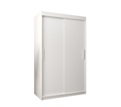 Arte Tokyo Contemporary 2 Sliding Door Wardrobe 5 Shelves 2 Rails White Matt (H)2000mm (W)1200mm (D)620mm from B&Q