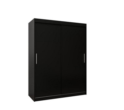 Arte Tokyo Contemporary 2 Sliding Door Wardrobe 5 Shelves 2 Rails Black Matt (H)2000mm (W)1500mm (D)620mm from B&Q