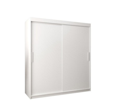 Arte Tokyo Contemporary 2 Sliding Door Wardrobe 9 Shelves 2 Rails White Matt (H)2000mm (W)1800mm (D)620mm from B&Q