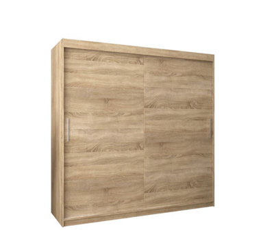 Arte Tokyo Contemporary 2 Sliding Door Wardrobe 9 Shelves 2 Rails Oak Sonoma Effect (H)2000mm (W)2000mm (D)620mm from B&Q