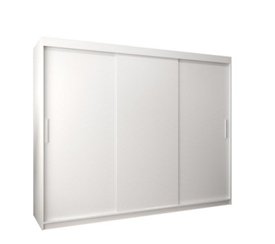 Arte Tokyo Contemporary 3 Sliding Door Wardrobe 9 Shelves 2 Rails White Matt (H)2000mm (W)2500mm (D)620mm from B&Q