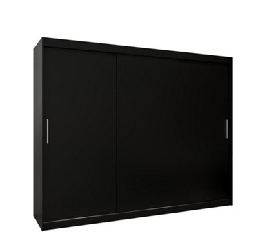 Arte Tokyo Contemporary 3 Sliding Door Wardrobe 9 Shelves 2 Rails Black Matt (H)2000mm (W)2500mm (D)620mm from B&Q