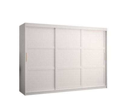 Arte Ramiro I Contemporary 3 Sliding Door Wardrobe 9 Shelves 2 Rails White Matt (H)2000mm (W)2500mm (D)620mm from B&Q