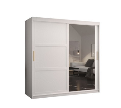Arte Ramiro Ii Contemporary 2 Sliding Door Wardrobe 9 Shelves 2 Rails White Matt (H)2000mm (W)1800mm (D)620mm from B&Q