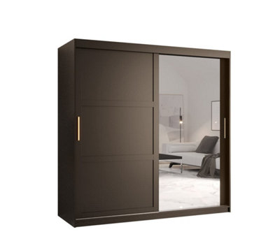 Arte Ramiro Ii Contemporary 2 Sliding Door Wardrobe 9 Shelves 2 Rails Black Matt (H)2000mm (W)1800mm (D)620mm from B&Q