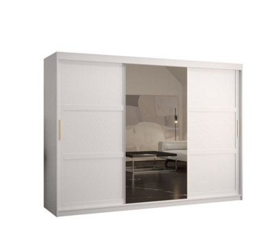 Arte Ramiro Ii Contemporary 3 Sliding Door Wardrobe 9 Shelves 2 Rails White Matt (H)2000mm (W)2500mm (D)620mm from B&Q