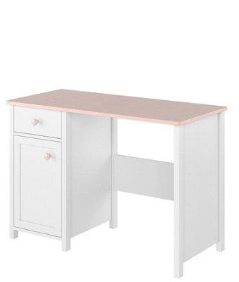 Arte Luna Contemporary Computer Desk 1 Drawer 1 Door White And Pink (H)780mm (W)1040mm (D)500mm from B&Q