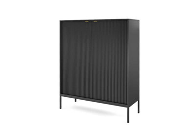 Arte Nova Contemporary Highboard Cabinet 2 Hinged Doors 4 Shelves Black Matt  (H)1250mm (W)1040mm (D)390mm from B&Q