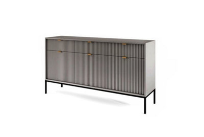 Arte Nova Contemporary Sideboard Cabinet 3 Hinged Doors 3 Shelves 3 Drawers Grey Matt  (H)830mm (W)1540mm (D)390mm from B&Q