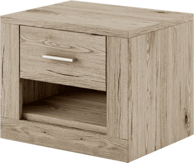 Arte Idea Contemporary Bedside Table 1 Drawer 1 Open Storage Compartment Oak San Remo Effect(H)410mm (W)500mm (D)420mm from B&Q