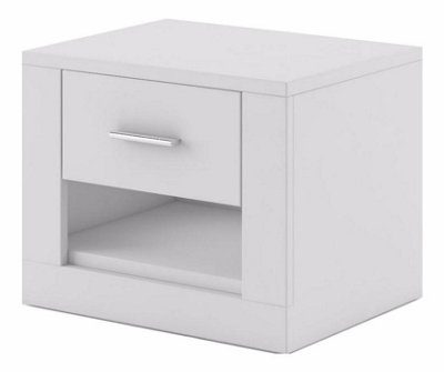 Arte Idea Contemporary Bedside Table 1 Drawer 1 Open Storage Compartment White Matt (H)410mm (W)500mm (D)420mm from B&Q
